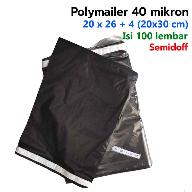 

100pcs Polymailer 20x30 cm 30 mikron/ Amplop Plastik dengan Seal warna Hitam / Plastik Packing