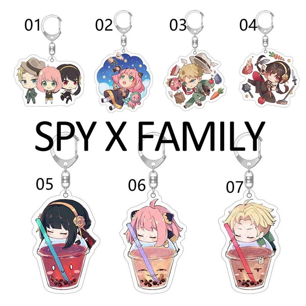 [Elegan] Spy X Aksesoris Interior Keluarga Kartun Laser Flash Key Rings Key Holder Gantungan Kunci Akrilik