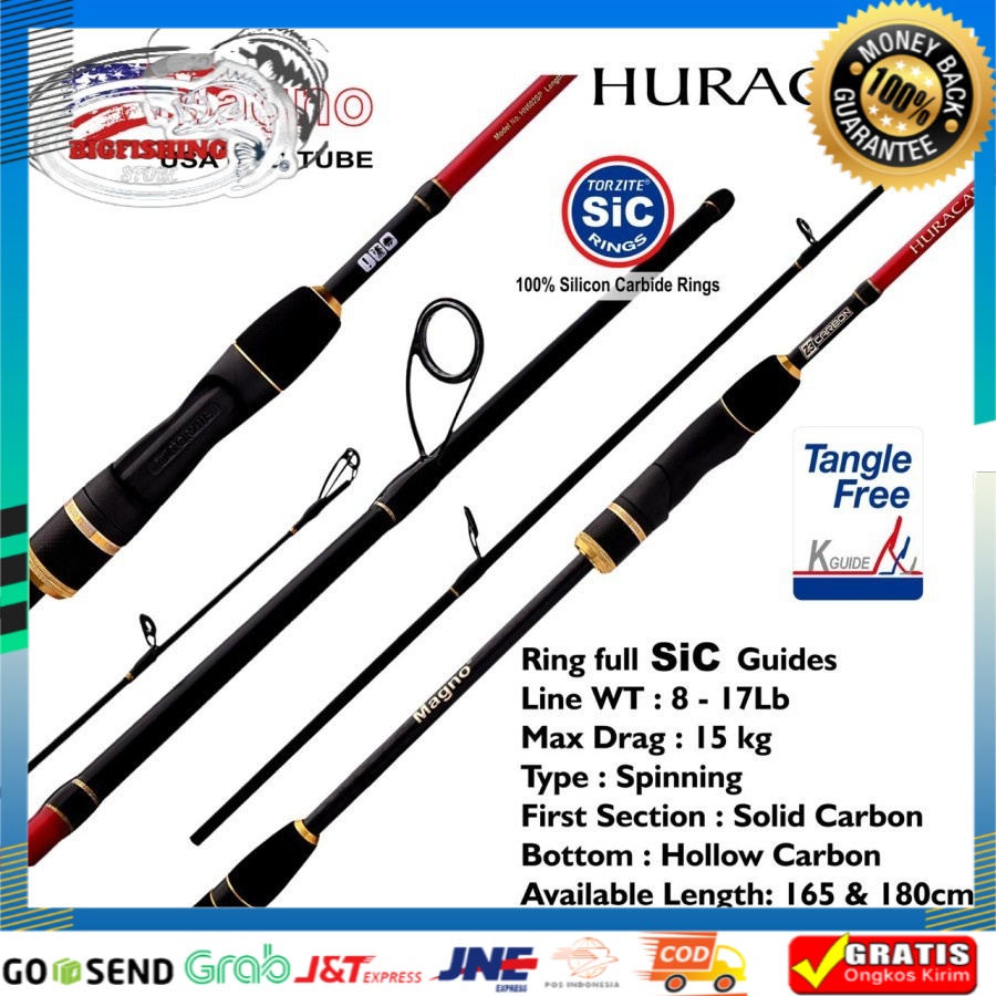 Joran Spinning Magno Huracan 165 180 Max Drag 15kg Bahan Carbon Solid