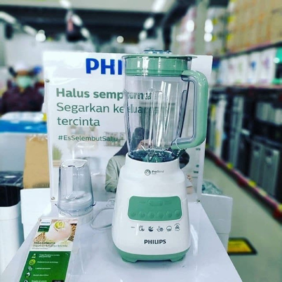 Blender Philips HR 2221/30 Plastik 2in1 Anti Pecah Series 5000 Safety Lock Penghancur Es Batu