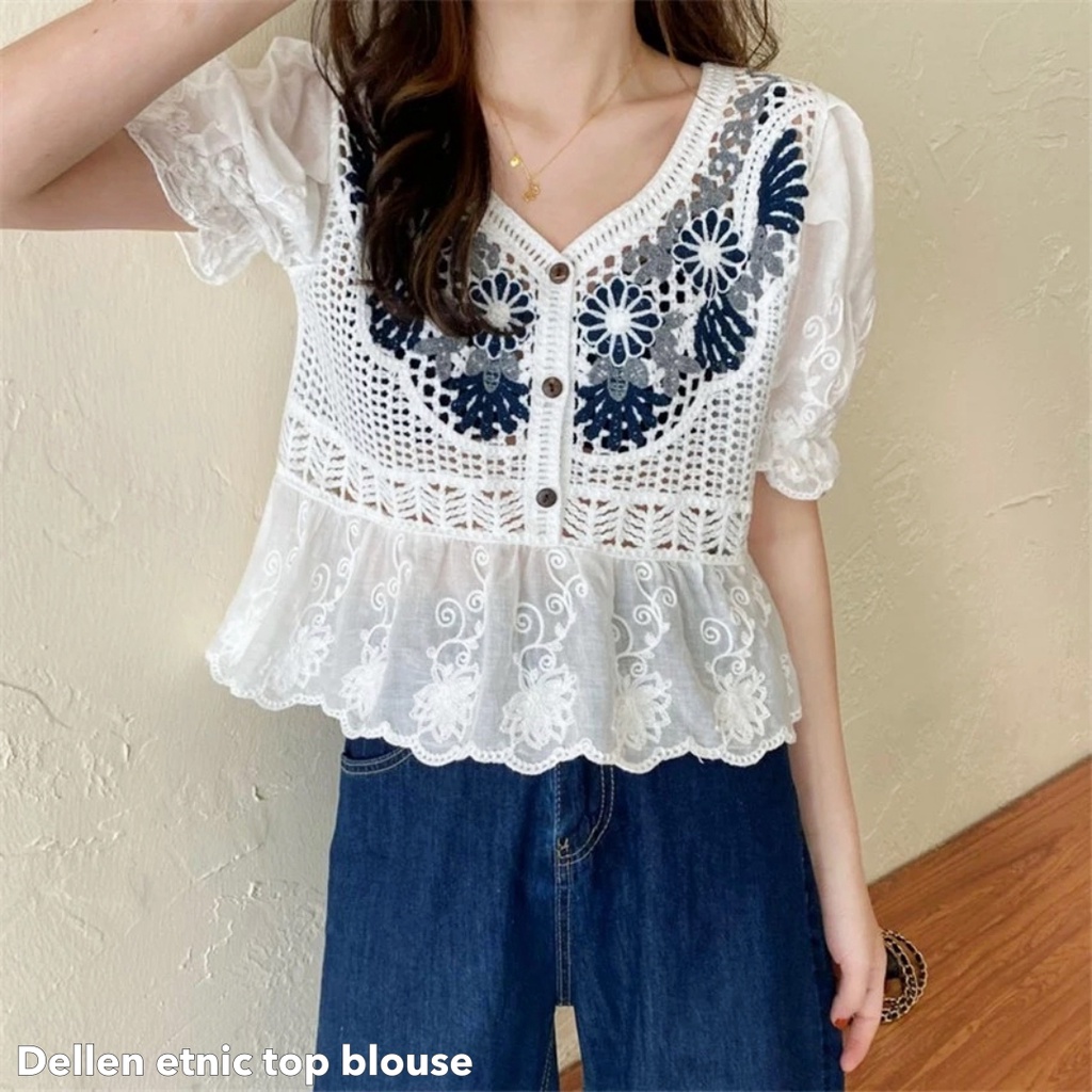 Dellen etnic top blouse -Thejanclothes