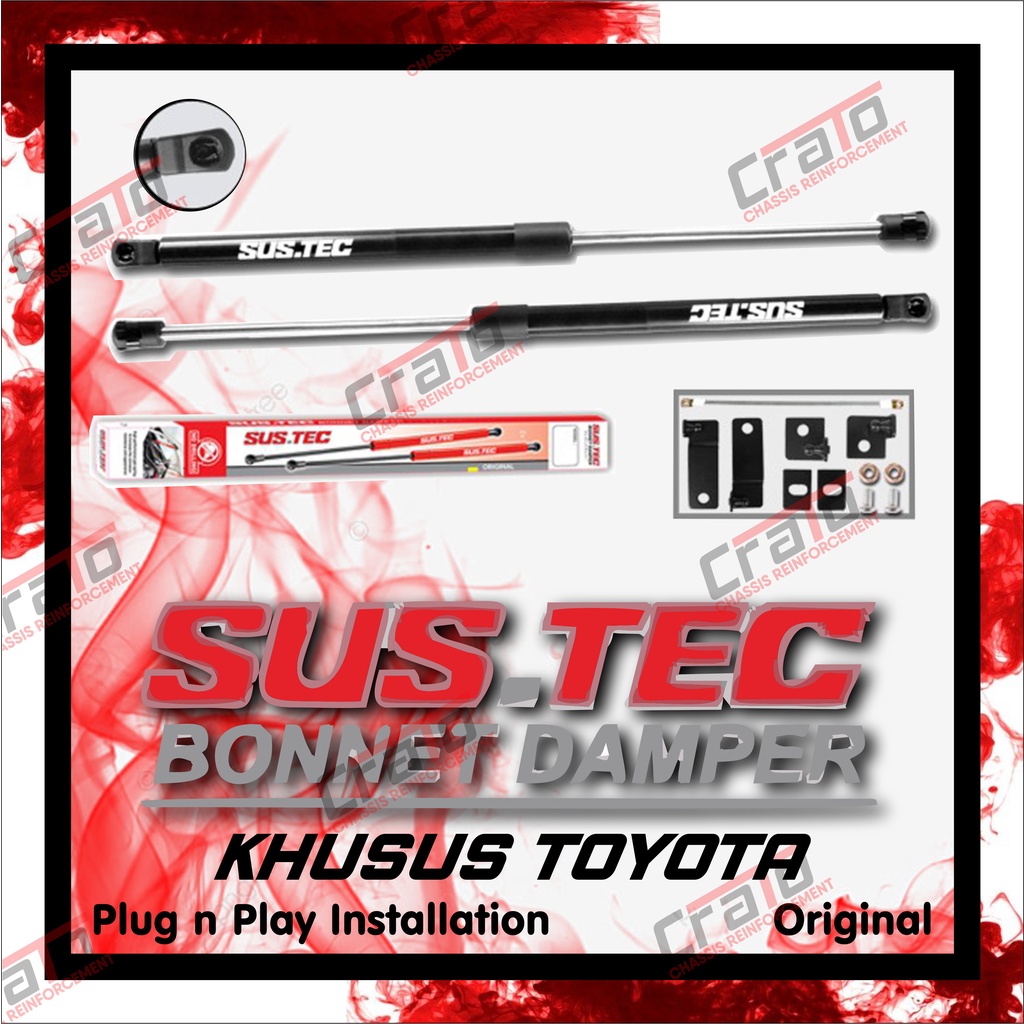Aksesoris Shockbecker kap Mesin Hood damper SUSTEC Toyota Avanza Rush 18+ Innova Reborn 16+ FT86 Sub