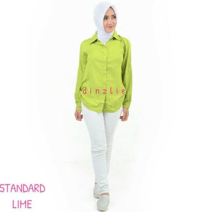 Kualitas Terbaik KEMEJA POLOS WANITA WARNA HIJAU MUDA / LIME PROMO