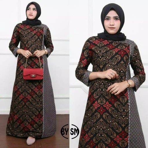 Gamis Batik Kombinasi Motif Seno