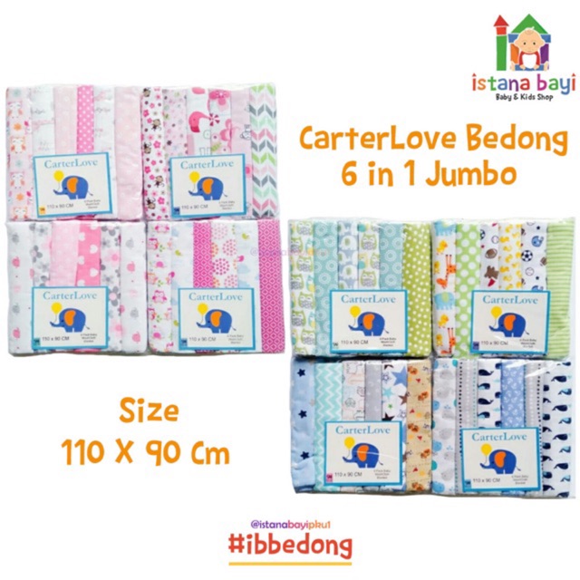 Carterlove Bedong MURAH Super Jumbo 6 in 1 - Bedong Flannel Jumbo