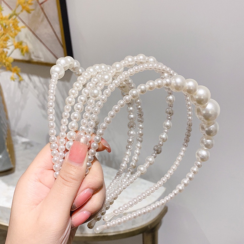 BANDO BIG PEARL MUTIARA MEDIUM BESAR BENDO BANDANA KAIN MANIK ARTIS WANITA KOREA WARNA FEMINIM COTTON KOREAN WOMEN FEMALE ELEGANT CASUAL COLOR COTTON BEADED HEADBAND HAIRBAND HAIR HEAD BAND