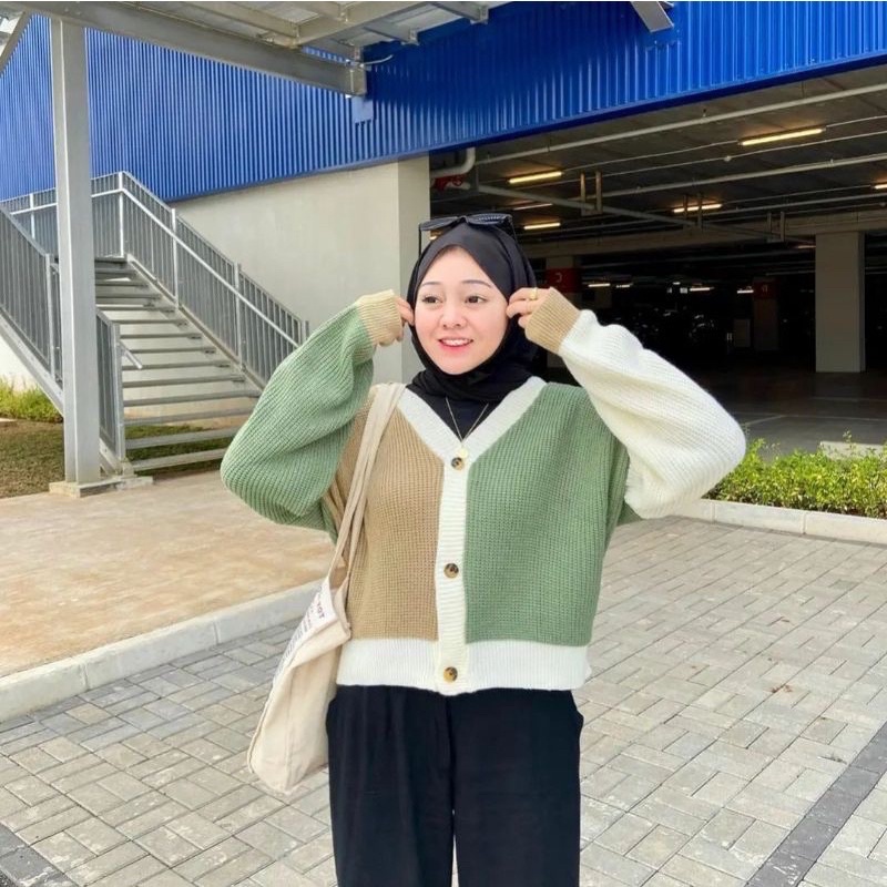 [R.A] Helena Cardigan Knit Outerwear HELEN CARDY RAJUT TWIST PREMIUM Color Full Combi Cardie Fashion Wanita Remaja Muslim Terlaris-1