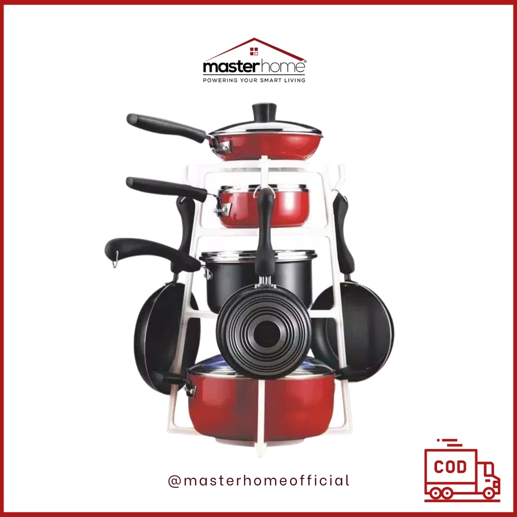 Masterhome Rak Panci Holder Organizer 4 Susun MFR03A Serbaguna 4 Tingkat Gantungan Meja Portable Coo