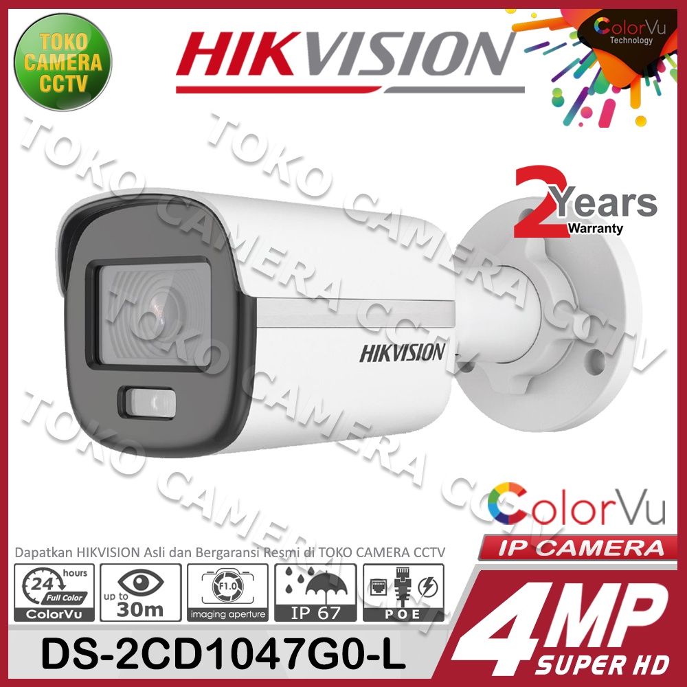 IP CAMERA 4MP HIKVISION DS-2CD1047G0-L IP KAMERA COLORVU CCTV POE