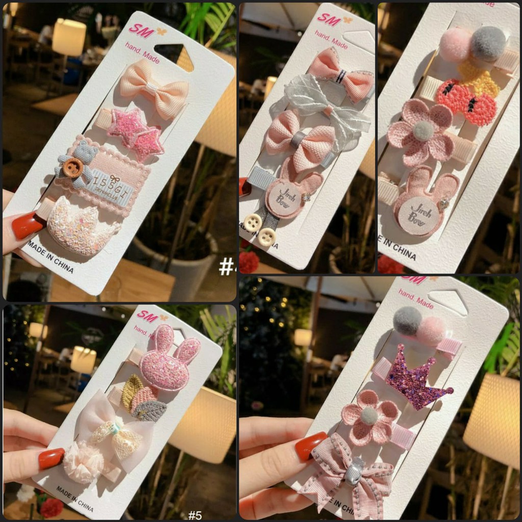 set Jepit Rambut Anak-anak Aksesoris Rambut Kartun Lucu Bayi Korea