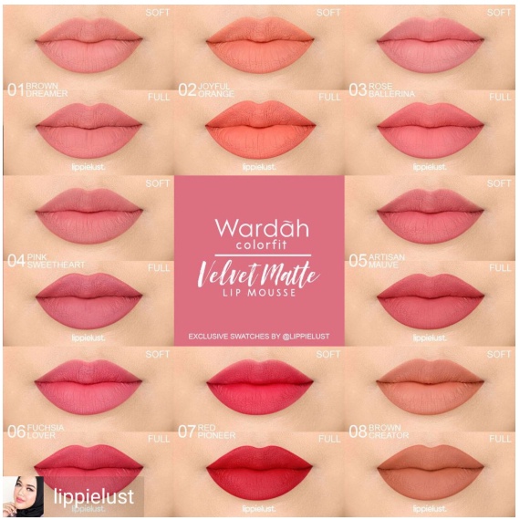 ⭐BAGUS⭐ WARDAH COLORFIT VELVET MATTE LIP MOUSSE | Lip Cream / Lipcream 01 - 14