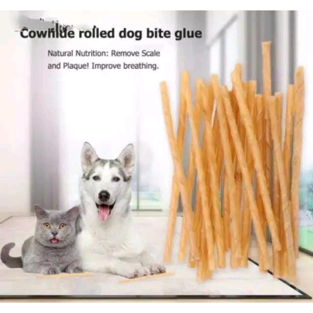 RAWHIDE BONE 2pcs Twice stick (2pcs) Anjing Kucing