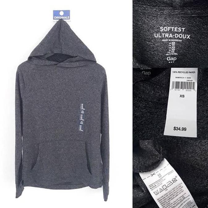 Gap Hoodie Tee Softest Ultra-Doux - Grey Misty - Abu-Abu
