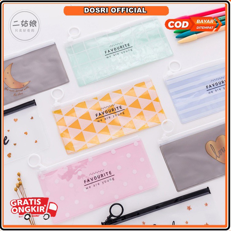 

[NEW] Kotak Pensil Tempat Pensil Zip Transparan Motif Karakter Love Tempat Kosmetik Zipper
