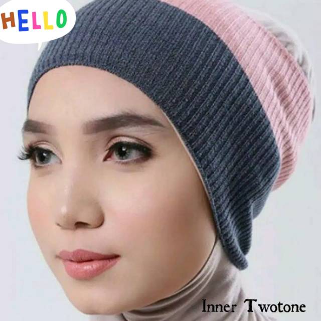 Bandana ciput rajut premium 2 warna anti pusing tebal rajutan by zellshop