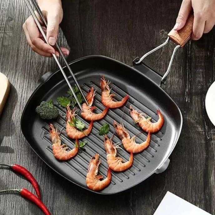 Teflon Panggang 20 Cm Wajan Bbq Bakaran Sate Bakar Anti Lengket - Diskon Khusus 