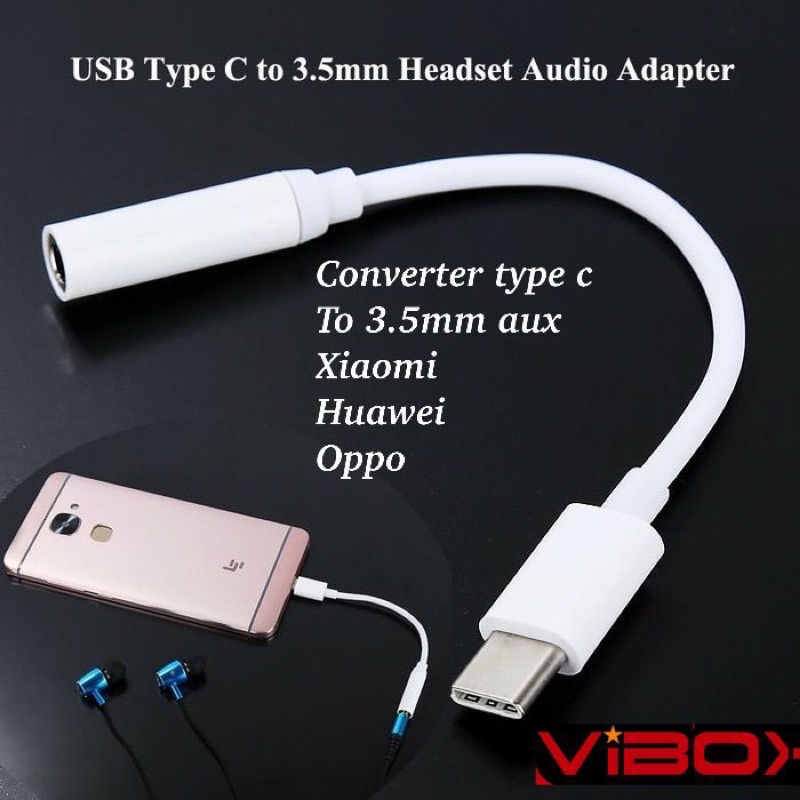 CONVERTER TYPE C TO 3.5MM KABEL AUX XIAOMI SUPPORTED PHONE