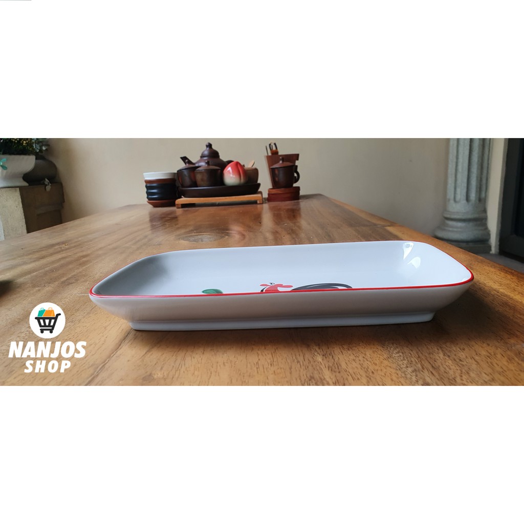 Kopin Piring Keramik Kotak Persegi Panjang Kukuruyuk Ayam Jago Kpl 9md murah