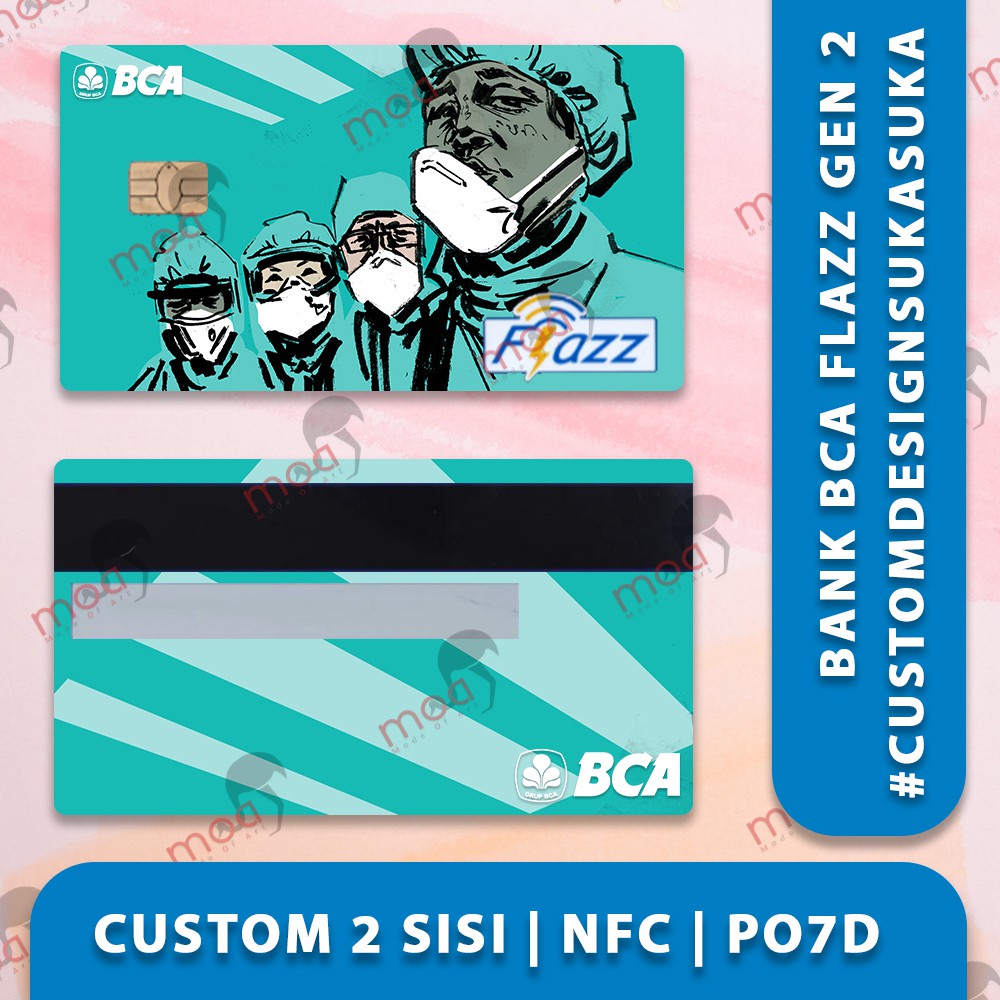Custom Design Gambar 2 Sisi Kartu Flazz Card BCA Premium GEN 2 2 Side Saldo 0 Artisan Kekinian Kado 