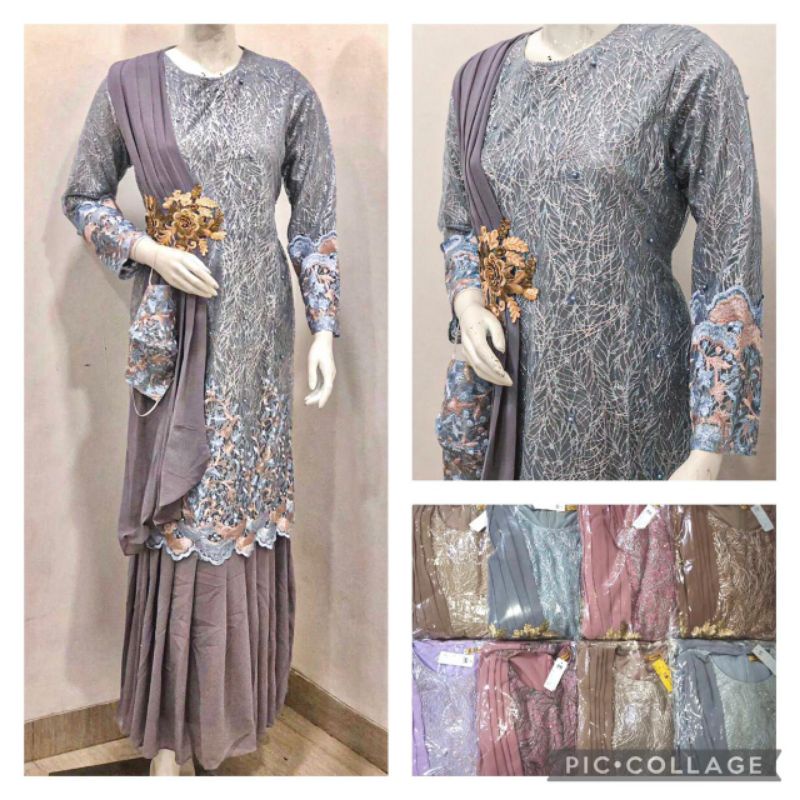 Gamis Sultan Brokat Duyung Bordir Bunga Mewah