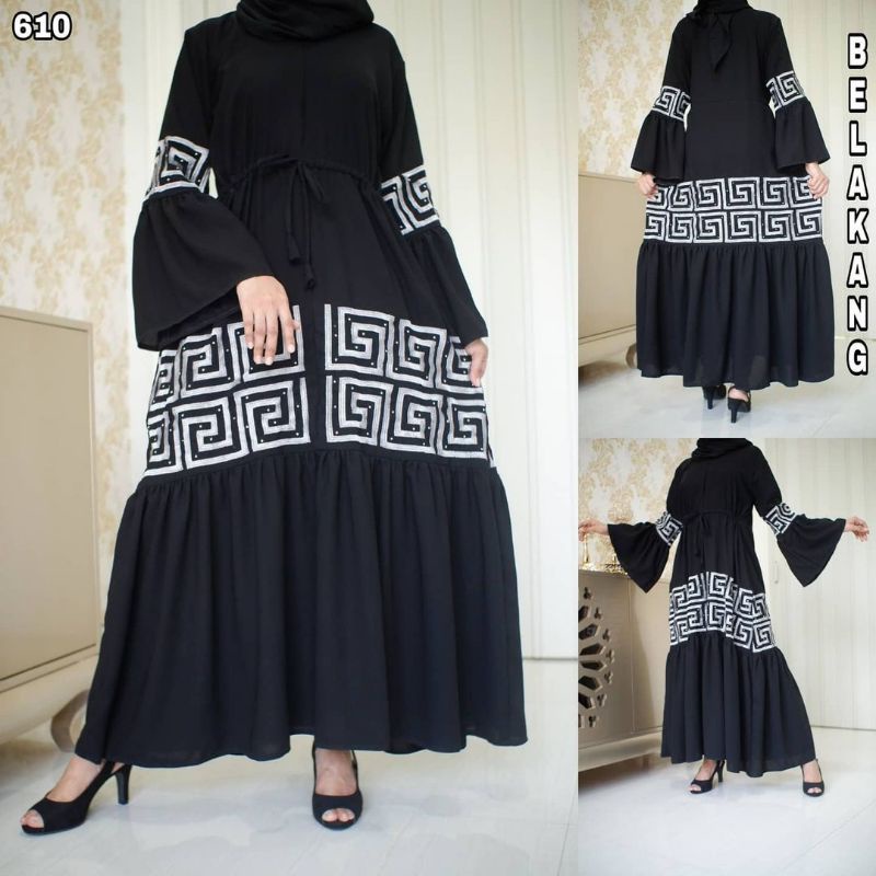 Abaya Turkey Modern Abaya Farasya hitam motif Jetblack dayyana abaya