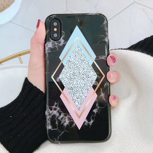 HEXAGON MARBLE SOFT CASE IPHONE OPPO