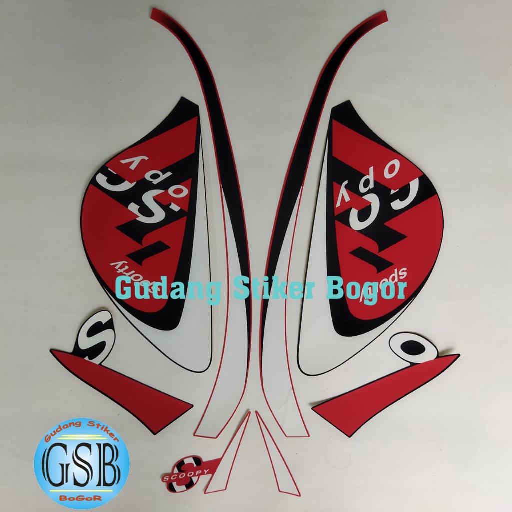 striping stiker motor scoopy sporty 2021 hitam-merah