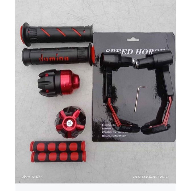 Paket Variasi 4 Item Proguard Robot + Handgrip Domino Strip + Karet hendel rem + Jalu As naga Jumbo Universal Semua Motor megapro,beat,scoopy,mio,vario,nmax,aerox,tiger,pcx,vario,jupiter,cbr,ninja,satgria,fu,soul,spacy,klx,rxking,fino,karbu,handguard