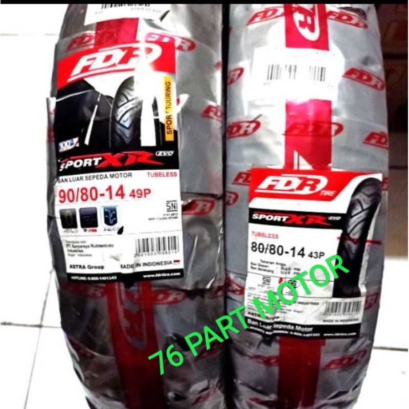 PROMO!!..PAKET BAN TUBLES MATIC FDR SPORT XR 80/80+90/80 RING 14 FREE PENTIL