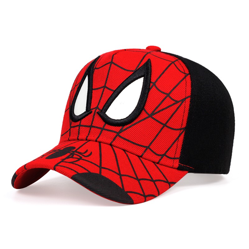 Topi Baseball Motif Print Kartun Spiderman Bahan Katun Gaya Hip Hop Untuk Anak Laki-Laki / Perempuan