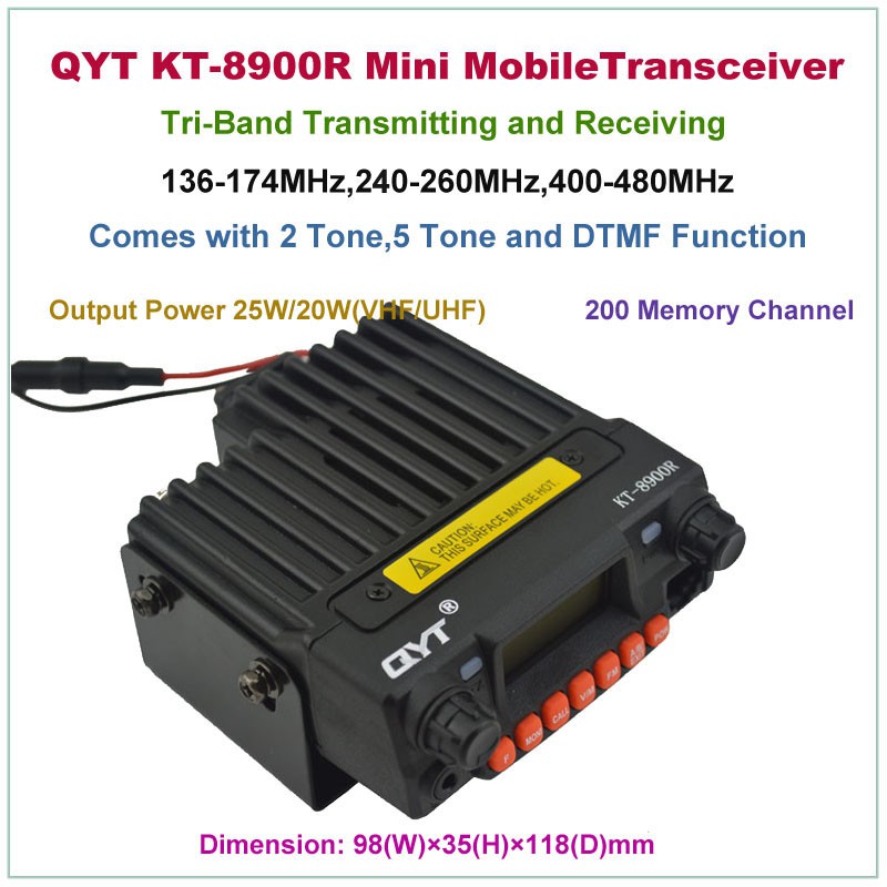 AKN88 - Radio Rig QYT KT-8900R Mini Transceiver Tri-band Mobile Radio