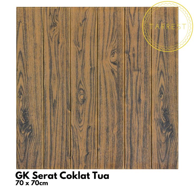 Wallpaper Dinding Foam 3D MOTIF KAYU 70 X 70CM 3MM-Serat Coklat tua 3mm