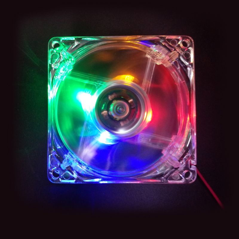 Bt 1PC 8cm Aperture Ganda Multi-Warna Silent LED Komputer Untuk Case PC Cooling Fan 12V 4Pin Kipas Pendingin