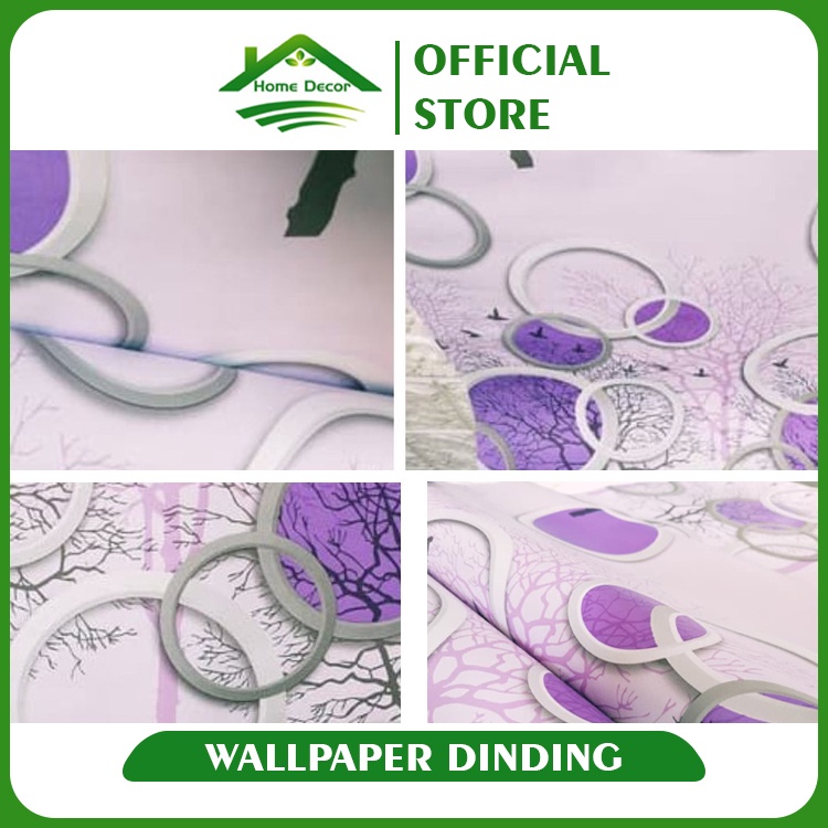 Wallpaper Stiker 3D Wallpaper Dinding Ruangan Wallsticker 45Cm X 10Mtr Wallpaper Stiker Dinding Kamar Shabby Chic GH197-1 Ungu-1