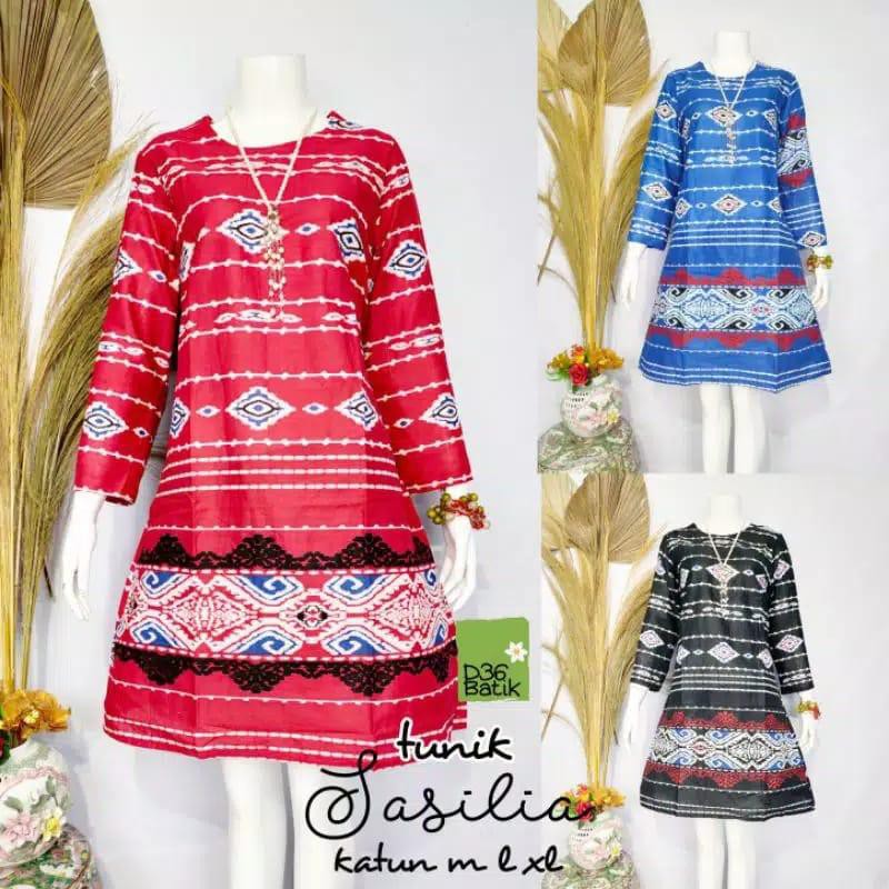 Tunik Tenun Etnik Sasilia Dress Wanita Premium Pernikahan Natal Pesta Batik