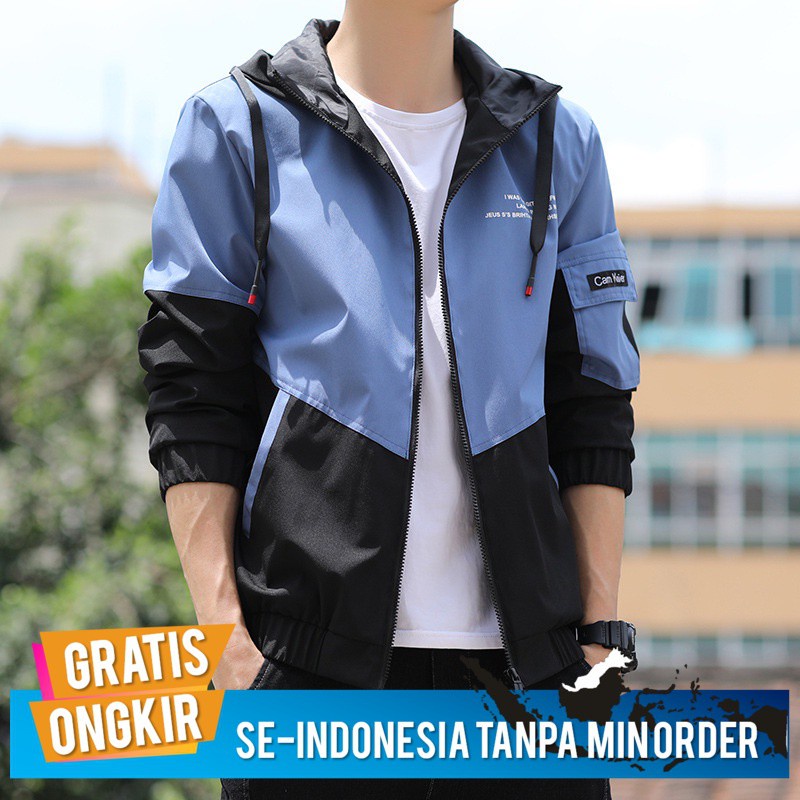 Jaket Cowok Jaket Mantel Pria Baru Korea Bisbol Biasa Olahraga Baju Licin Fashi