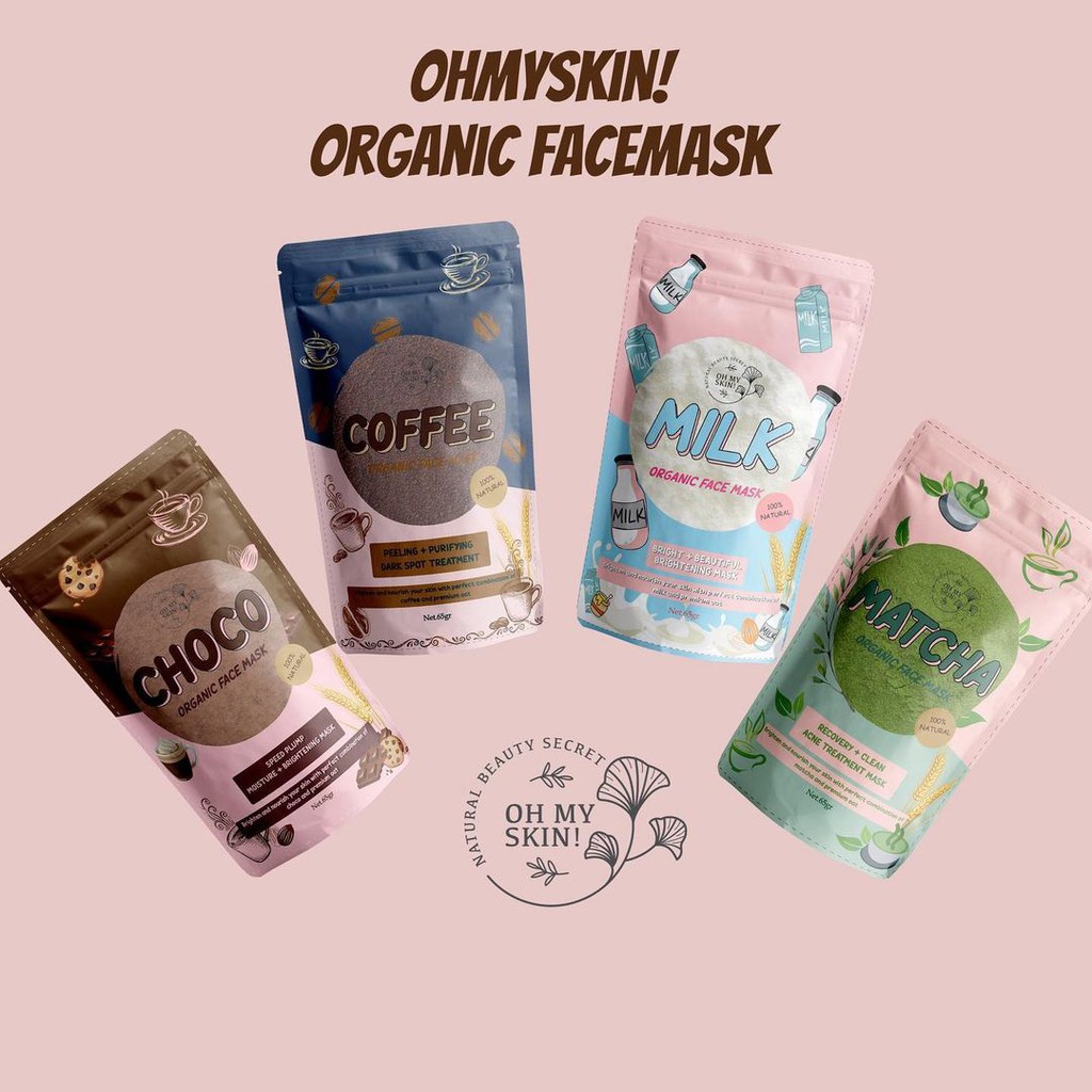 MASKER WAJAH PREMIUM OAT BUBUK OHMYSKIN! 65 Gram (Matcha, Choco, Milk, coffe) OH MY SKIN