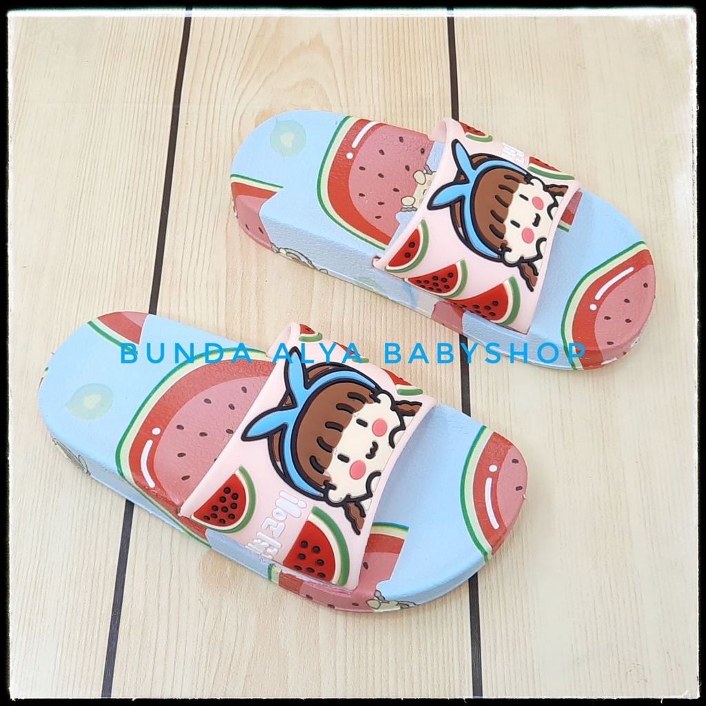 Sandal Anak Perempuan IMPORT Umur 2 3 4 5 Tahun Motif Kartun BIRU Elastis - Sendal Anak Cewek Elastis Anti Licin Size 24 - 35