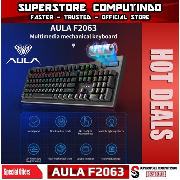 Keyboard Gaming Multimedia Mechanical AULA F-2063-RGB Macro-AULA F2063