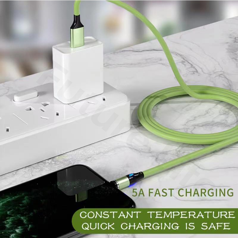 Kabel Data / Charger Micro USB / Type C Magnetik Bahan Silikon Dengan Lampu LED Untuk iPhone