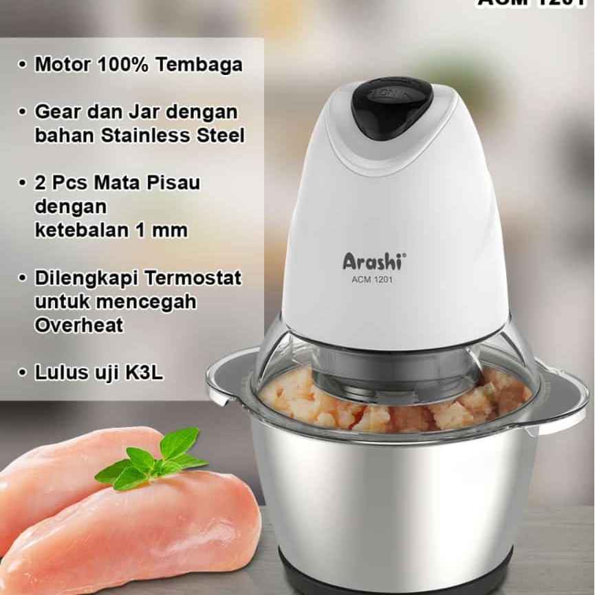 ARASHI ACM 1201 - Chopper Daging 1,2 Liter / Pengiring Daging