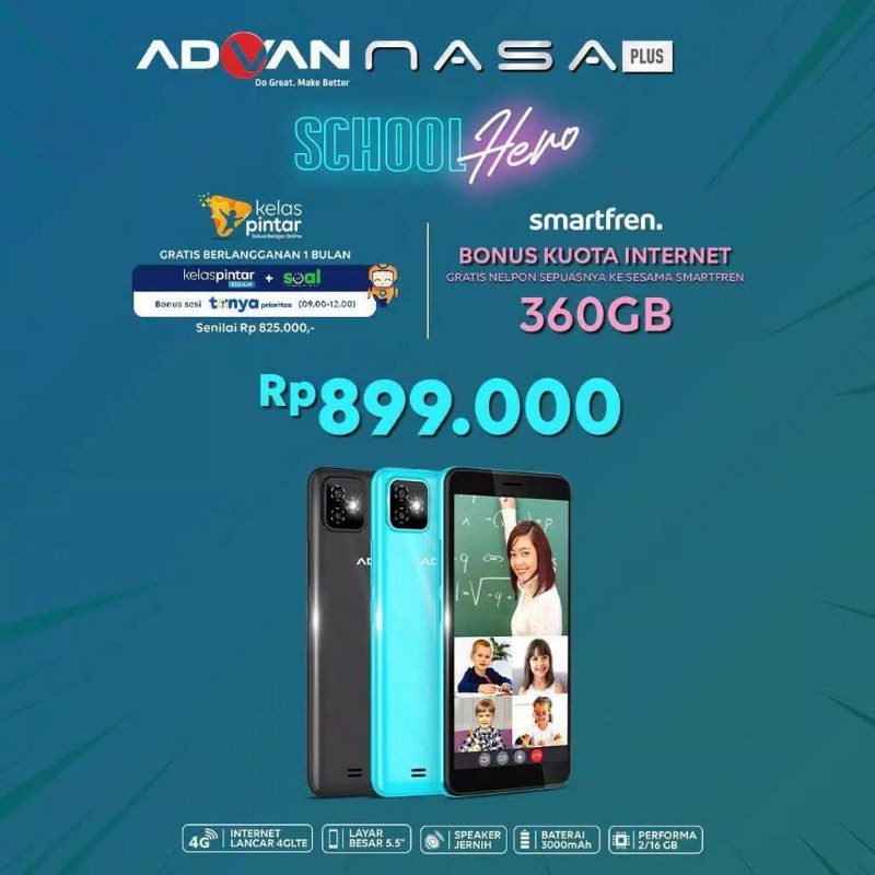 Advan Nasa Plus 2/16 Ram 2gb Rom 16gb Android Garansi resmi