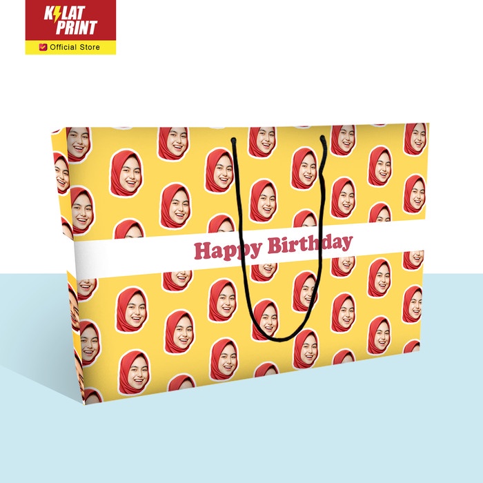 

Terlaris Paper Bag Kado Custom Muka Special Strip Teks Edition - Large (V2)