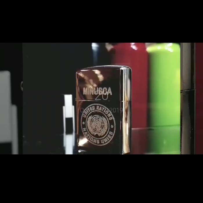 Zippo korek api custom ukir logo UN Minusca TNI