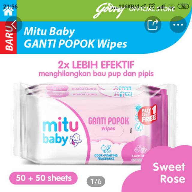 Mitu tisu basah pink sweet rose buy 1 get 1