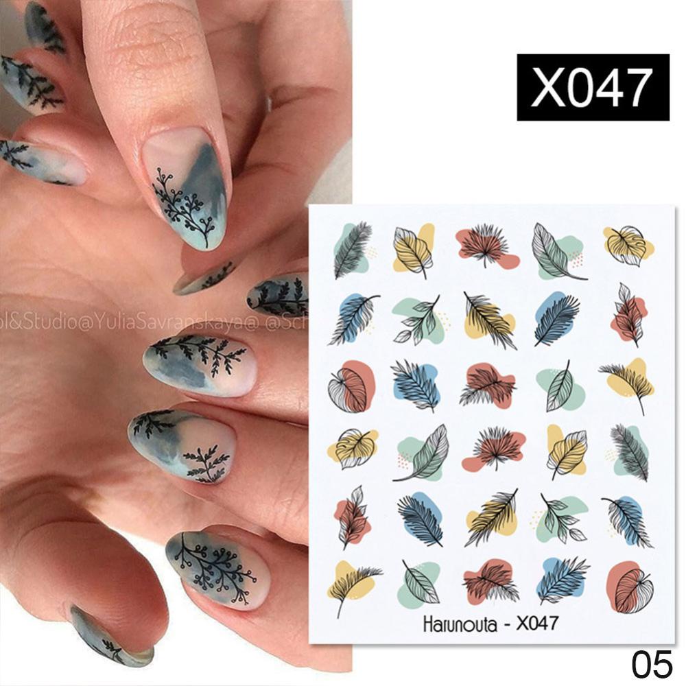Timekey Stiker Kuku Motif Bungadaunbuah Foil Untuk Dekorasi Manicurenail Art A1K9