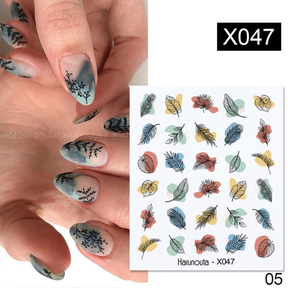 Timekey Stiker Kuku Motif Bungadaunbuah Foil Untuk Dekorasi Manicurenail Art A1K9