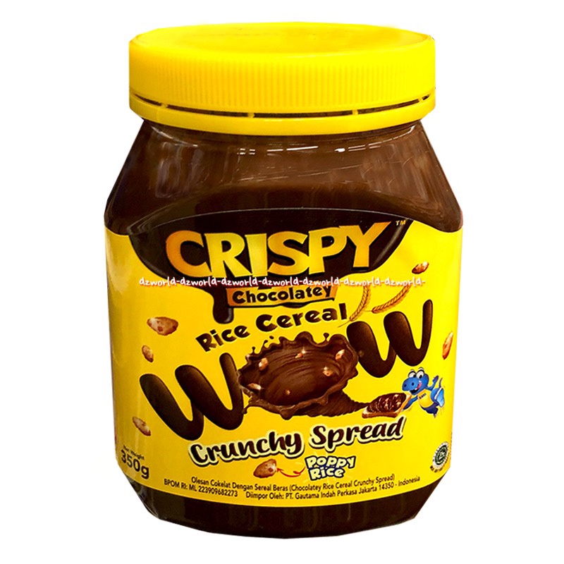 

Crispy Chocolatey 350gr Rice Cereal Wow Crunchy Spread Poppy Rice Selai Coklat Beras Kriuk Kranci