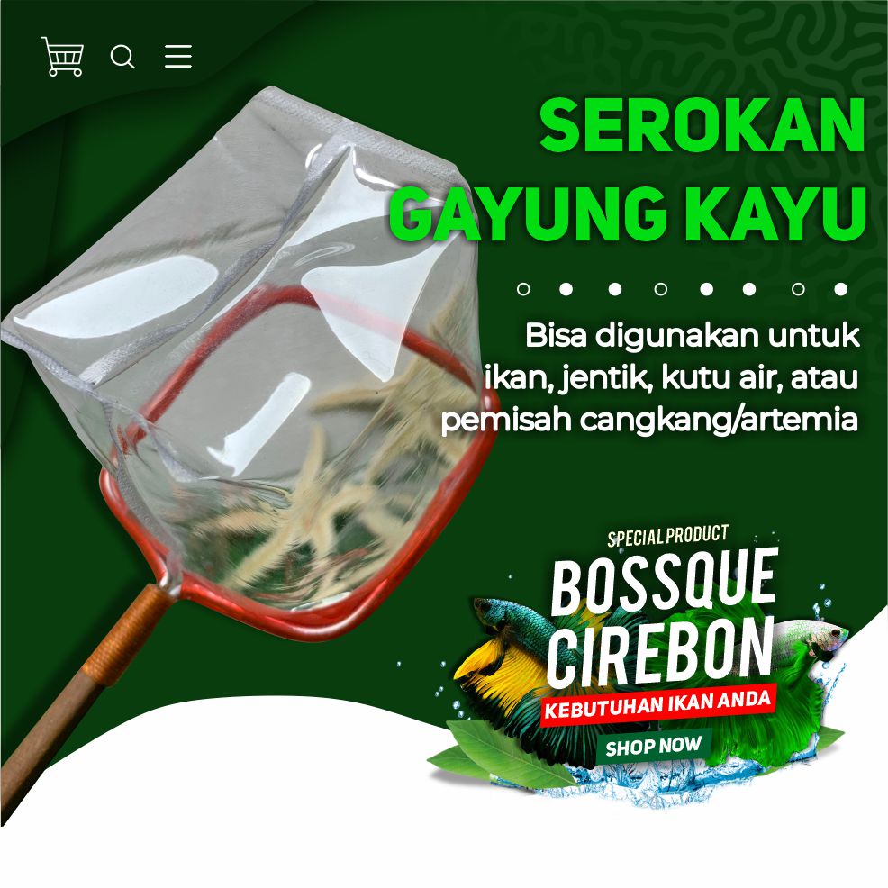 Serokan Gayung Kayu 6cm Seser Saringan Artemia Sauk Ikan Hias Cupang Gupy Moly Jentik Kutu Air