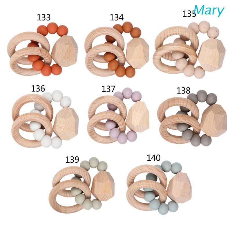 Mary Mainan Rattle Teether Bahan Kayu Beech Untuk Bayi